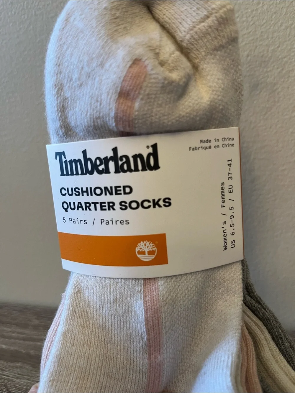 NWT Timberland Cushioned Quarter Socks 5 Pair Women's Size 6.5 - 9.5